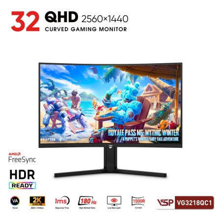 Màn Hình Cong Gaming VSP VG3218QC1 (32 inch / 2K QHD / VA / 180Hz / 1ms)