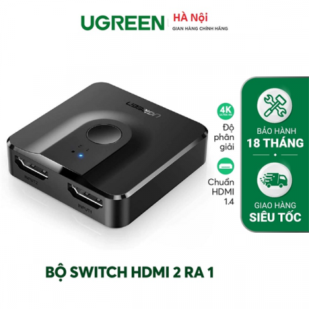 Bộ chuyển mạch HDMI 2 vào 1 ra (Hỗ trợ 2 chiều) chính hãng Ugreen 50966 cao cấp