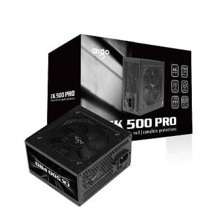 BỘ NGUỒN MÁY TÍNH AIGO MODEL CK500PRO 500W 80+ EFICIENCY (DÂY CÁP ĐEN DẸT)