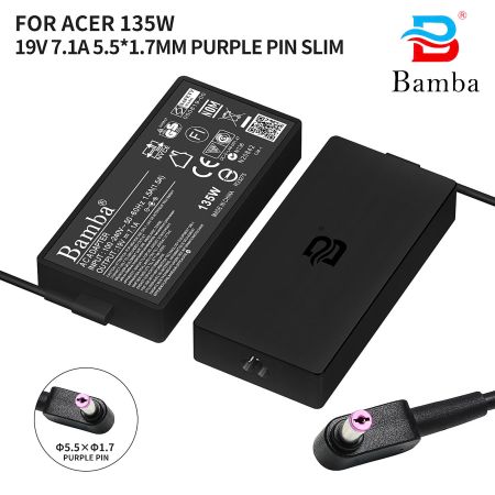 Cục Sạc Bamba 19V – 7.1A Slim Dùng Cho Laptop Acer AN515-52,AN515-53,AN715-51,PT515,VN7-593,VN7-793,V5-591G,AN515-51,AN515-57,PH315-51, Helios 300 G3-571,G3-572,G-573