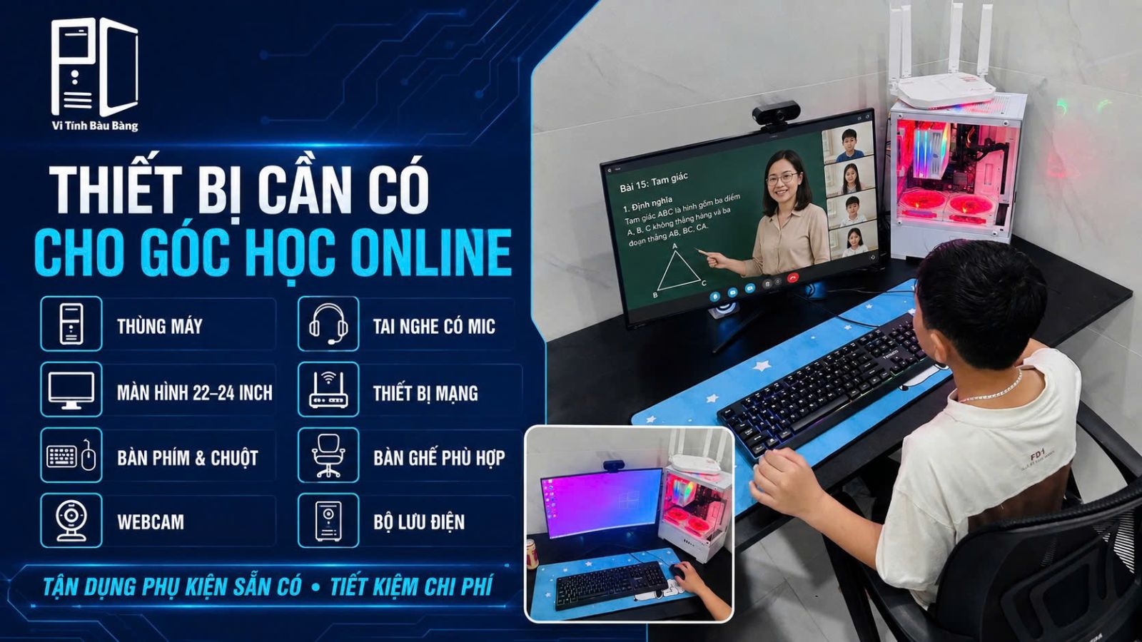 Góc máy tính học online cho học sinh tại Bàu Bàng