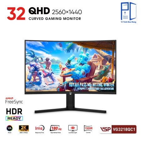 Màn Hình Cong Gaming VSP VG3218QC1 (32 inch / 2K QHD / VA / 180Hz / 1ms)