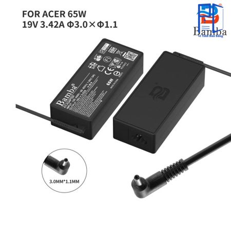 Cục Sạc Bamba 19V – 3.42A (đầu nhỏ) Dùng Cho Laptop Acer SF314-52,SF114-32,SF514-54T,SF314-54,A314-33,A314-41,A514-51,A514-51G,A514-51K,A514-51KG