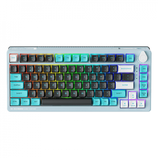 Bàn phím cơ Machenike K600T-B82 Tri-Mode RGB Grey Blue | Wireless, GR Silver Switch