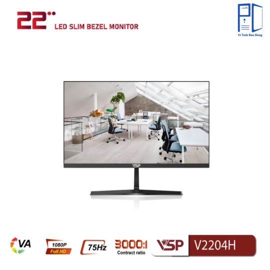 Màn hình phẳng VSP V2204H (21.45inch / VA / FHD / 75Hz / 5ms / Đen)