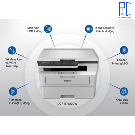 Máy in laser trắng đen đa năng Brother DCP-B7620DW Wifi
