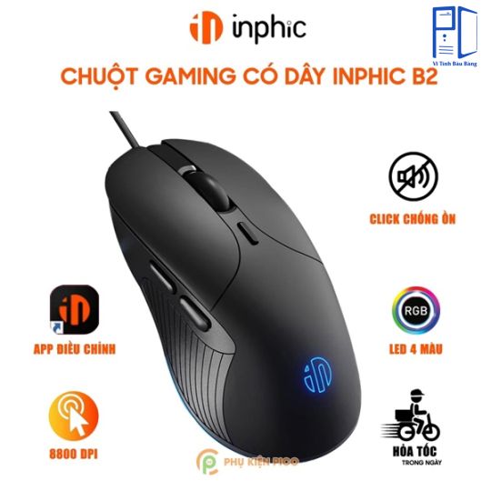 Chuột Inphic B2 Gaming có dây 8800 DPI USB - Silent Click